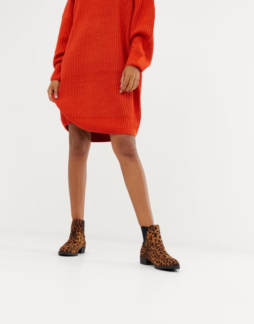 leopard flat boots