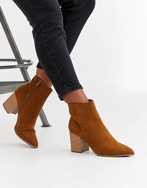 New Look studded rand pointed boot in tan | ASOS