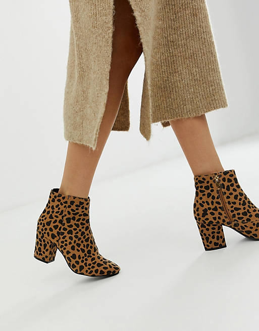 hule flygtninge Secréte New Look støvle med blokhæl i gepard print | ASOS