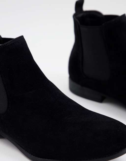 New Look suede chelsea boots in black, 3 of 4