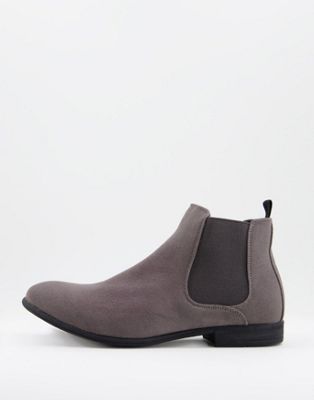 New Look suede chelsea boots in grey