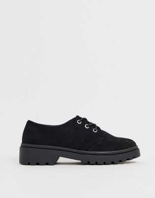 New Look suede chunky lace up shoes in 