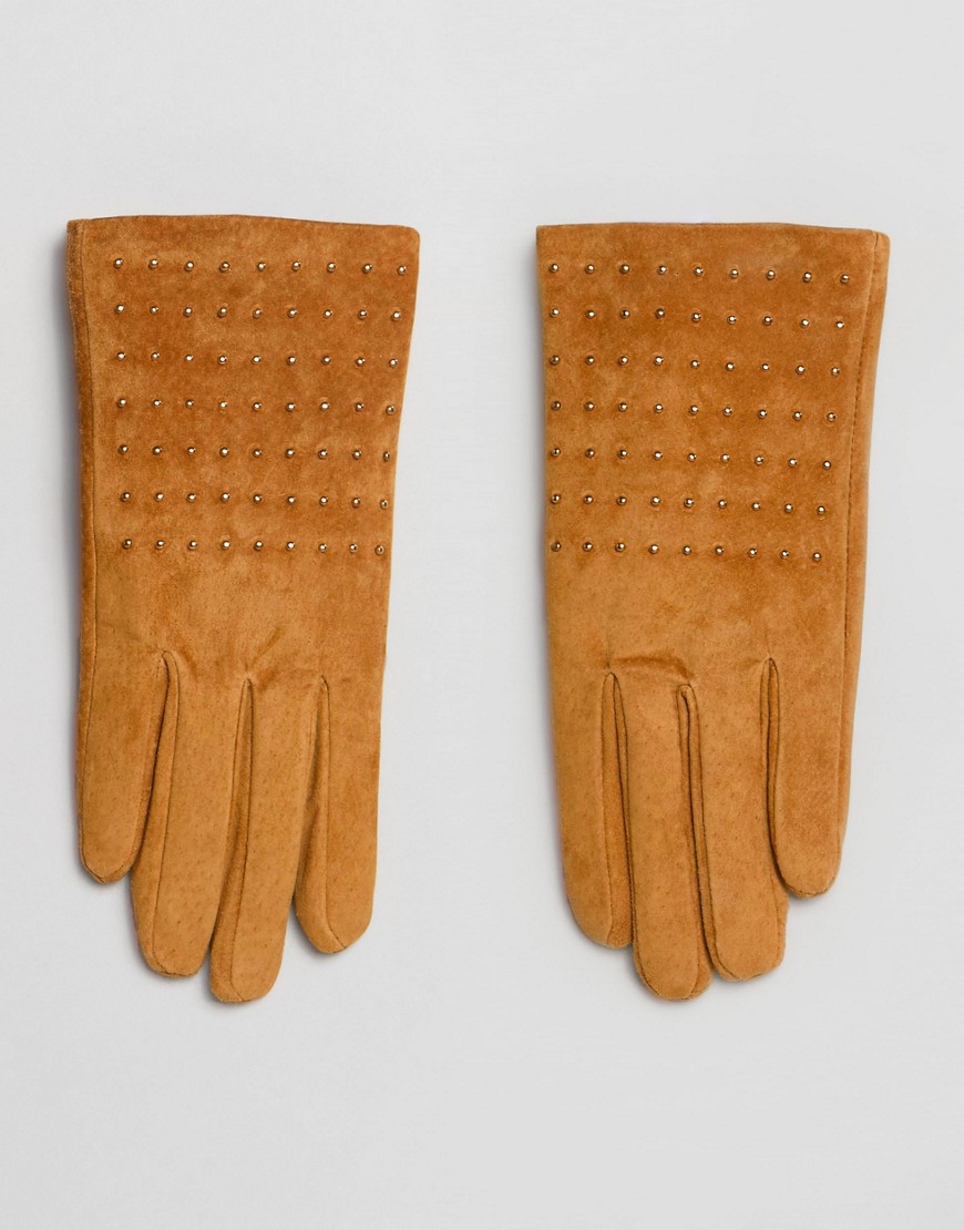 New Look - Suède handschoenen met studs-Geel