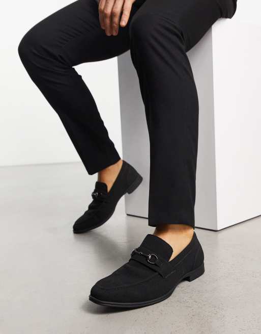 Mens black 2025 suede loafer shoes