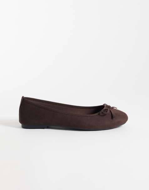 New Look suedette ballet flat in chocolate brown - view 1