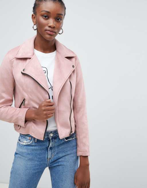 New Look suedette jacket in pink | ASOS