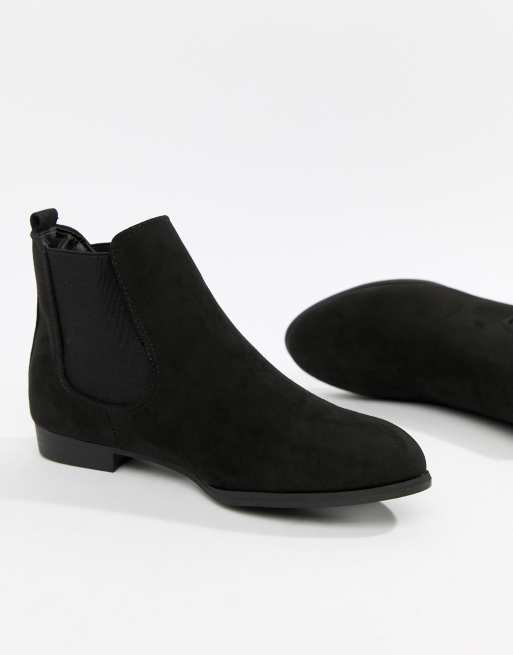 New Look suedette chelsea flat ankle boots in black, 4 of 4