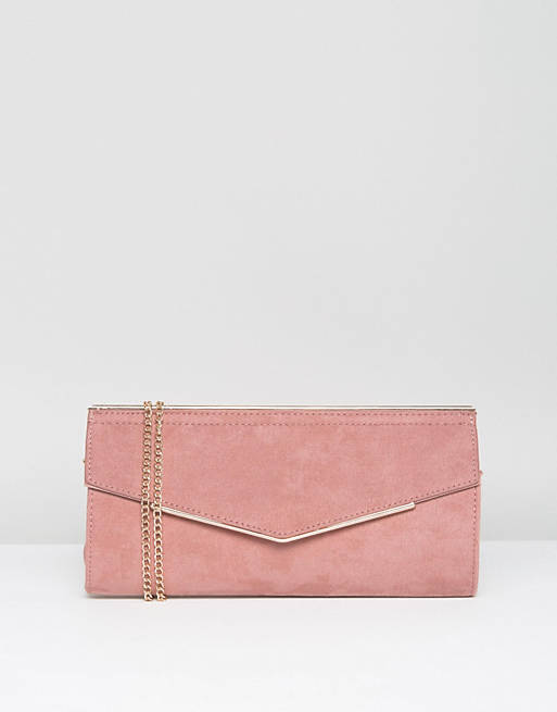 New Look Suedette Clutch Bag with Chain Strap