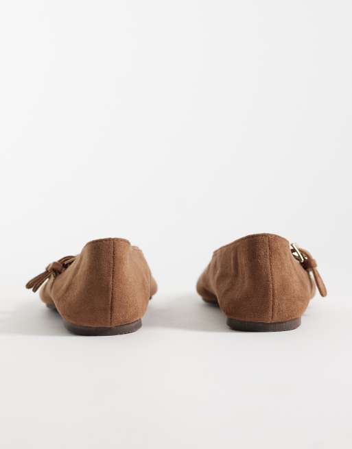 New Look suedette cross strap mary jane in tan, 4 of 5