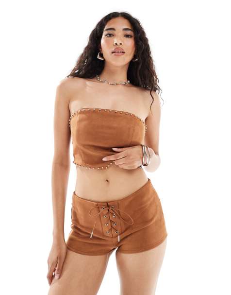 New Look suedette hotpants in brown (part of a set) - view 1