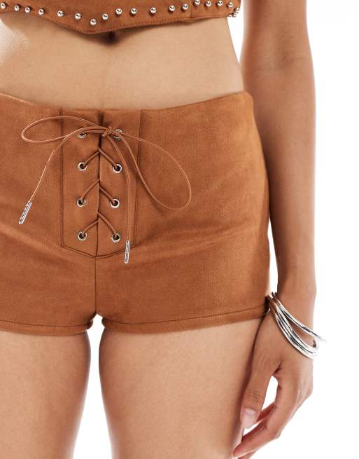 New Look suedette hotpants in brown (part of a set), 4 of 5