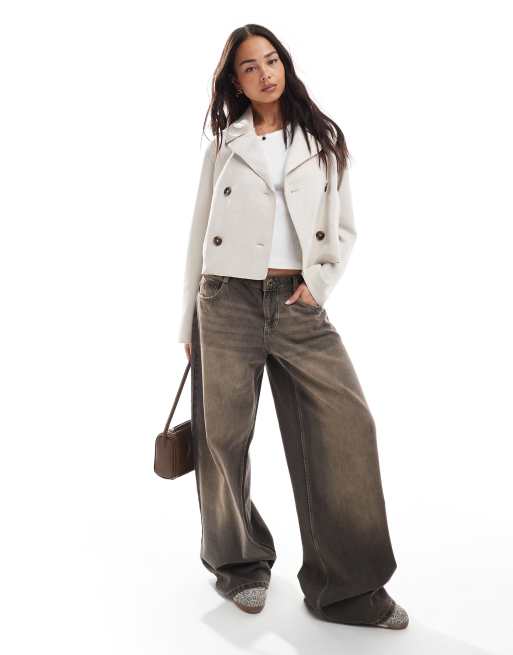 New Look suedette jacket in stone