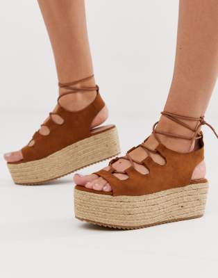 lace up flatforms
