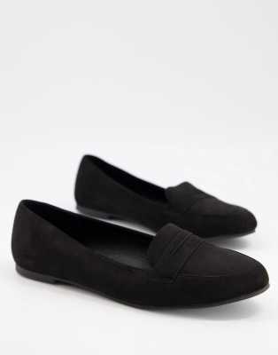 New Look suedette loafer in black