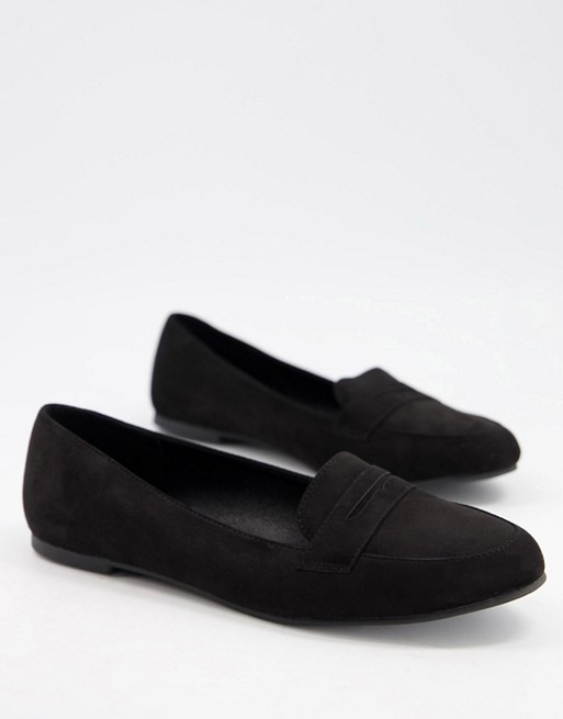 New Look suedette loafer in black