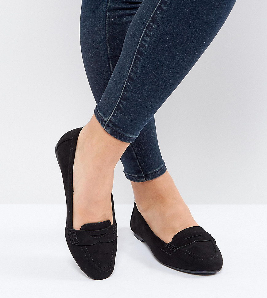 New Look Suedette loafers met brede pasvorm-Zwart