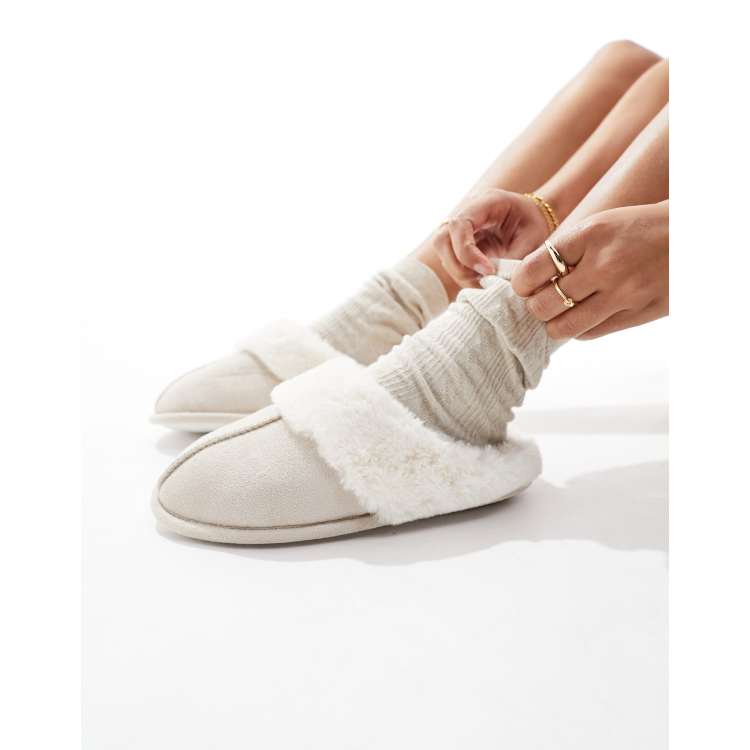 White company best sale mule slippers