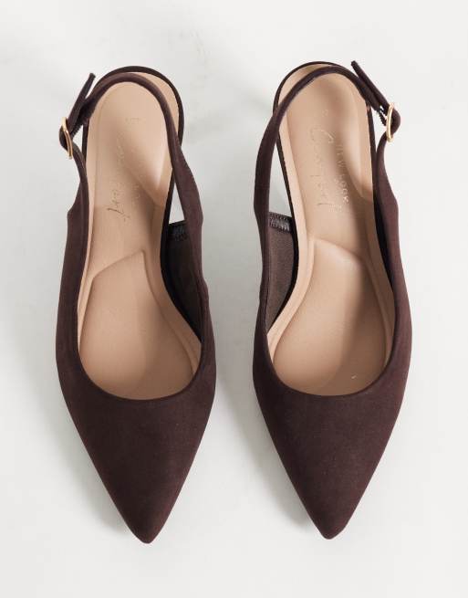 New Look suedette slingback heel in chocolate brown, 2 of 4