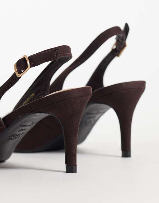 New Look suedette slingback heel in chocolate brown, 4 of 4
