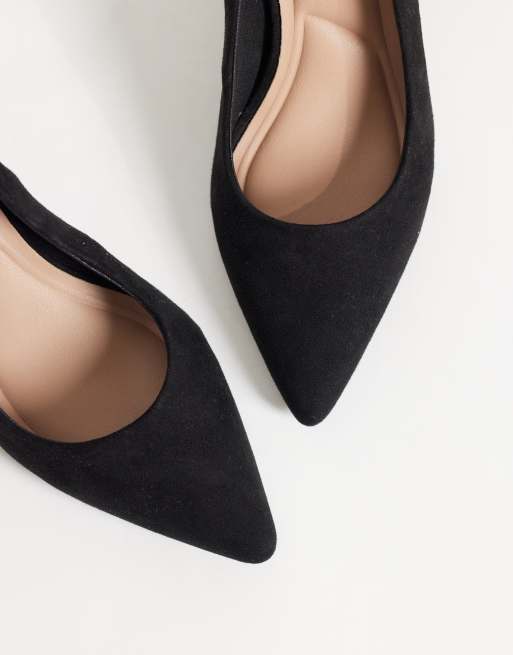 New Look suedette slingback heel shoes in black, 3 of 4