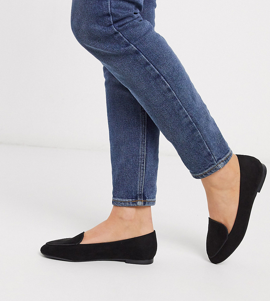 New Look suedette tab slippers in black