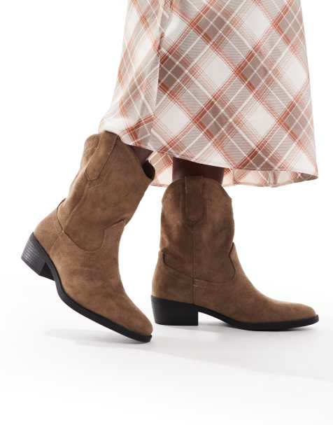 New Look suedette western ankle boot in camel - view 1
