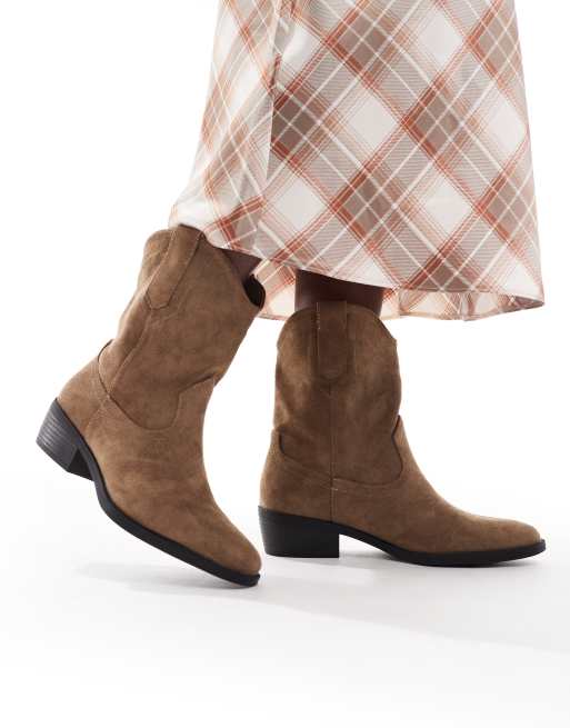 New Look suedette western ankle boot in camel