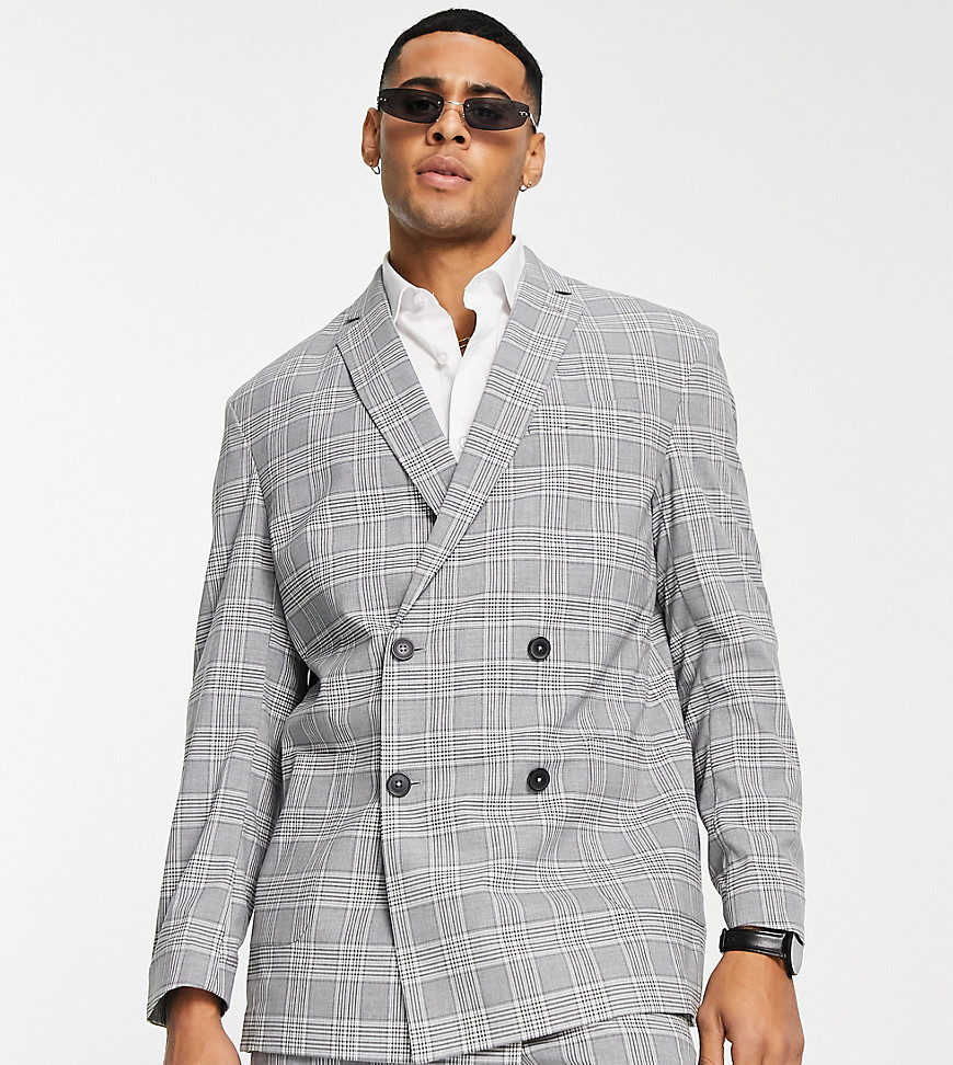 New Look suit jacket in dark grey check