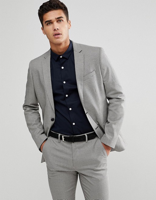 New Look Suit Jacket In Grey Houndstooth | ASOS
