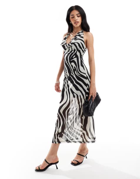 New Look – Sukienka midi w zeberkę z dekoltem halter - view 1