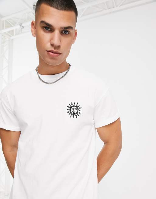 New Look sun embroidered t-shirt in white | ASOS