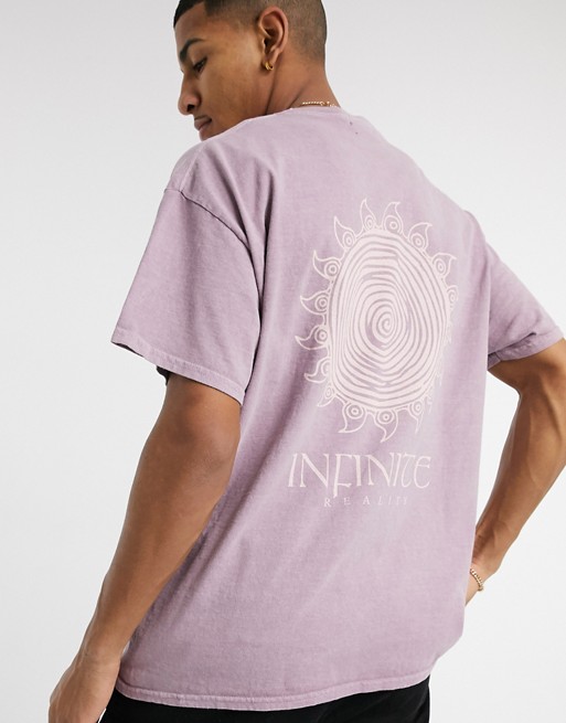 New Look oversized t-shirt with sun back print in lilac
