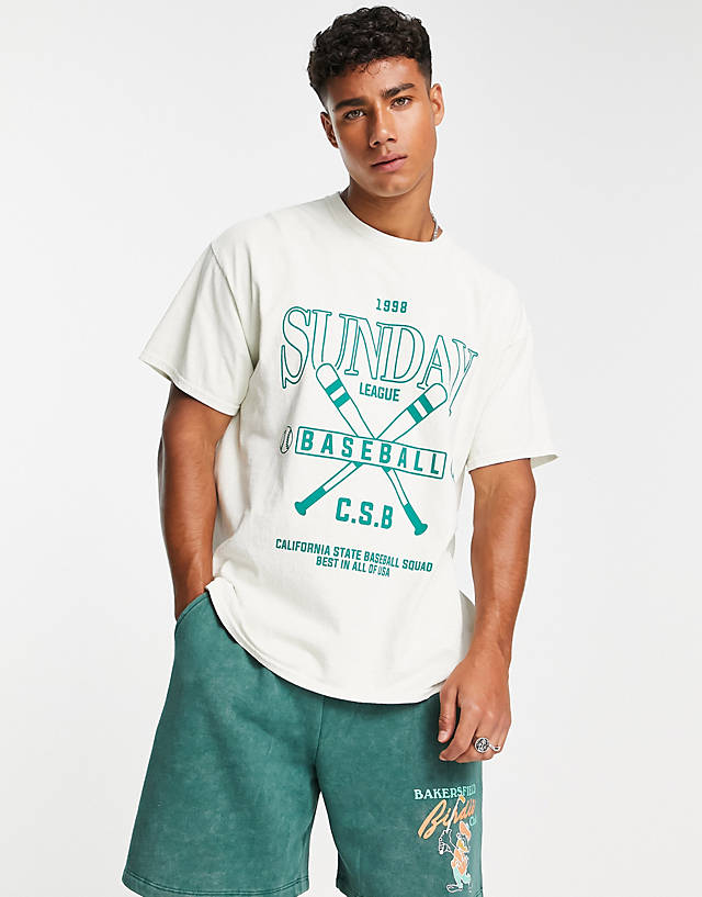 New Look - sunday baseball t-shirt in white