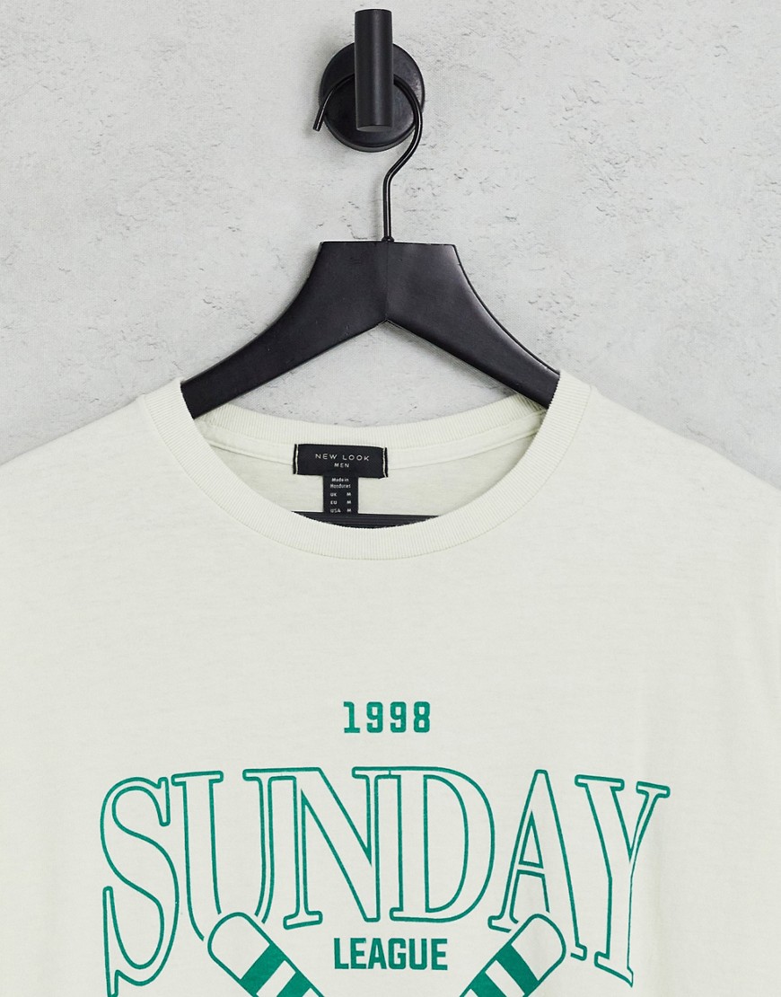 Sunday - T-shirt bianca stile baseball-Bianco - New Look T-shirt donna  - immagine3