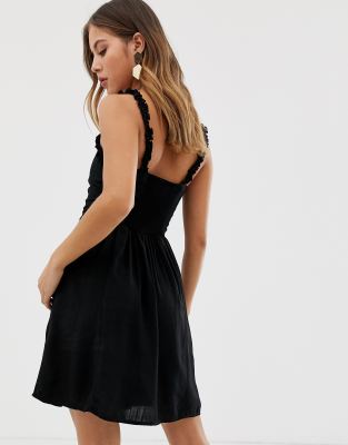 new look black ruffle dress