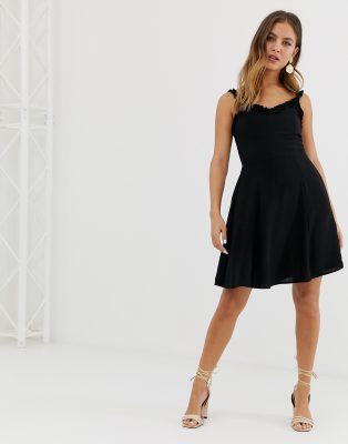 new look black ruffle dress