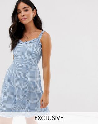 Look sundress with ruffle edge in check 