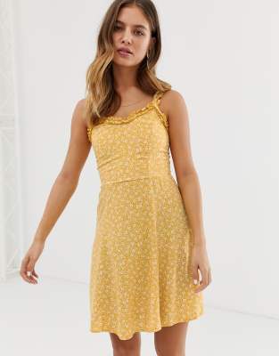 yellow ditsy print dress