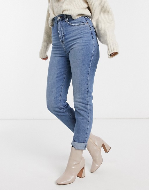 New Look super high waist enhance mom jeans in blue