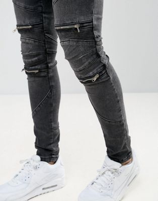 biker jeans with zips