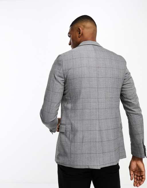 New Look - Super skinny geruite colbert in grijs, 4 van 5