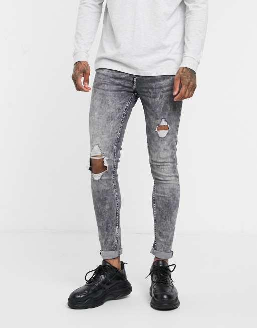 New look grey ripped hot sale jeans