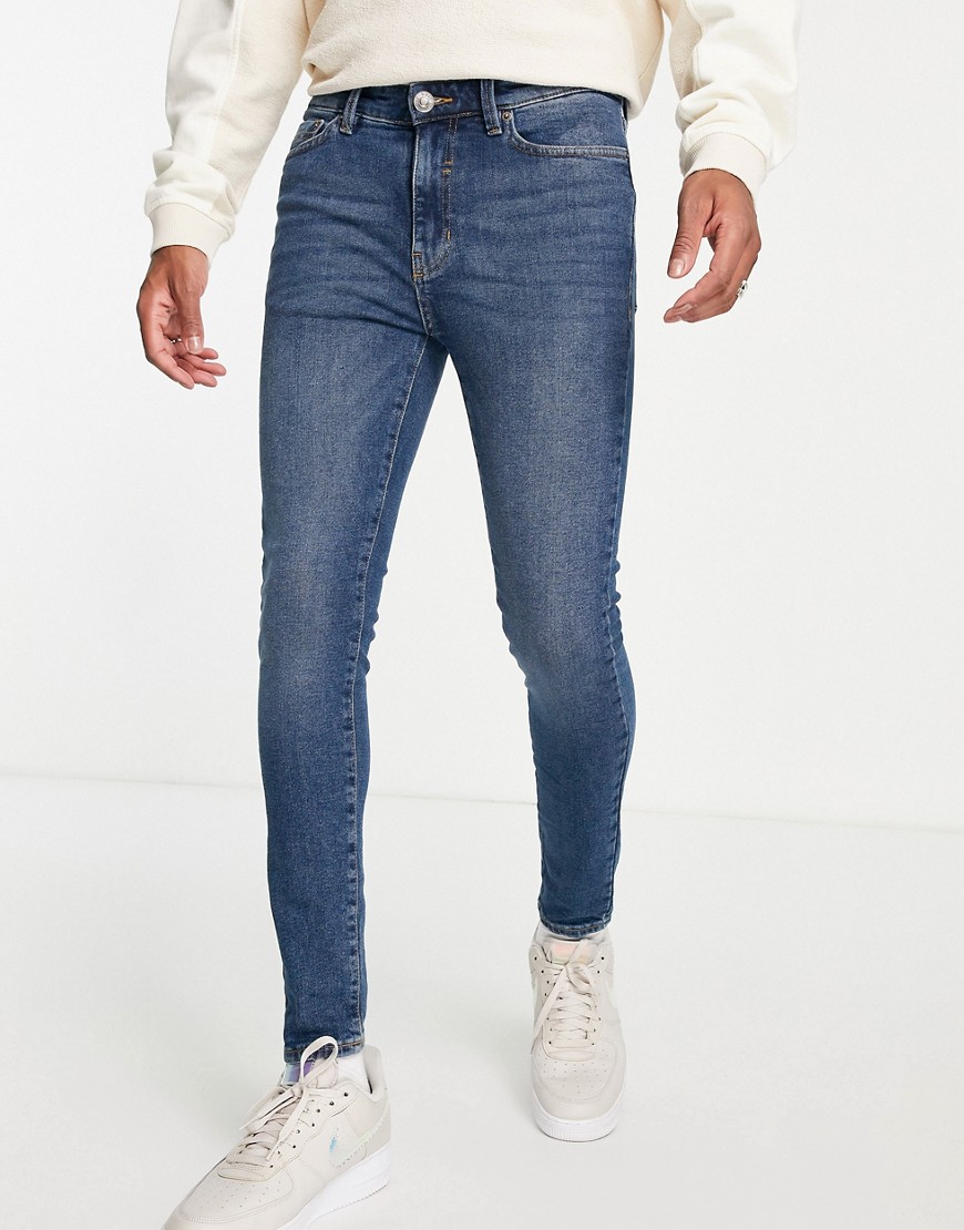 NEW LOOK SUPER SKINNY JEANS IN MID BLUE-BLUES,689684840