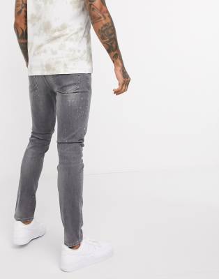 mens grey paint splatter jeans