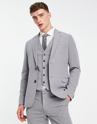 New Look super skinny suit jacket in grey - ASOS Price Checker