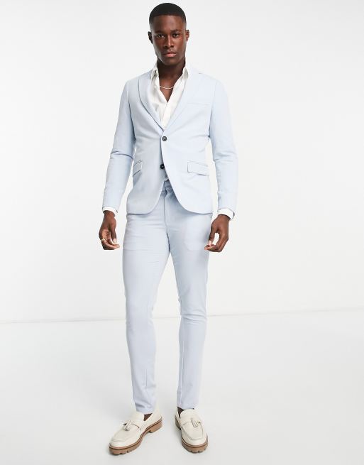 New Look Super Skinny Suit Jacket in Light Blue