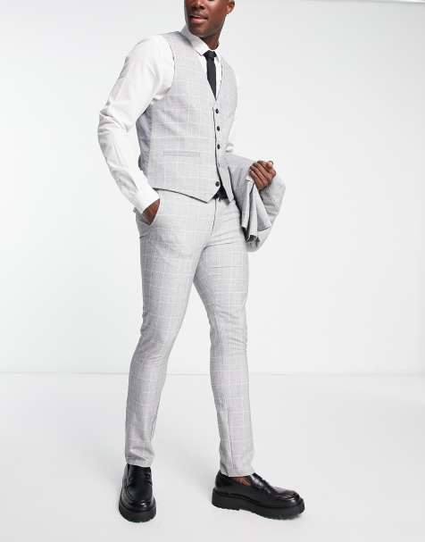 New Look super skinny suit pants in grey check - view 1