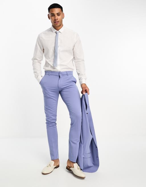 Baby Blue Straight Leg Suit Trousers