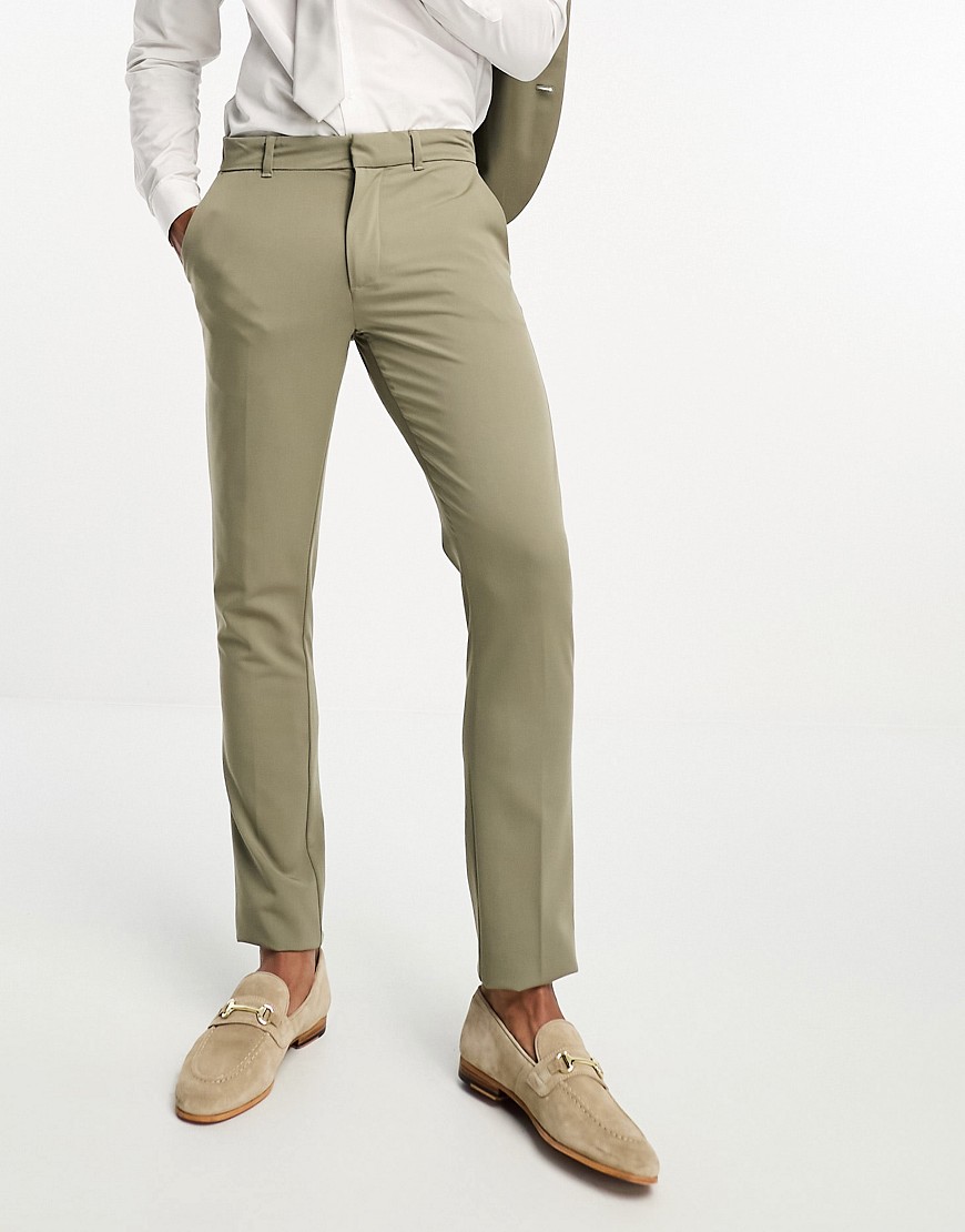 New Look Super Skinny Suit Pants In Sage-green
