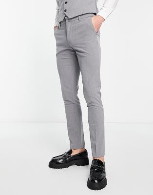 New Look super skinny suit trouser in grey - ASOS Price Checker